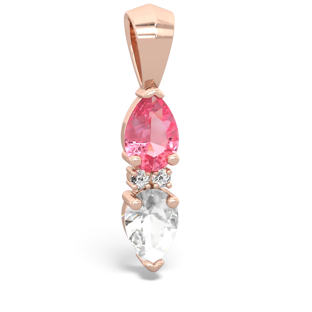 Lab Pink Sapphire Bowtie Drop 14K Rose Gold pendant P0865