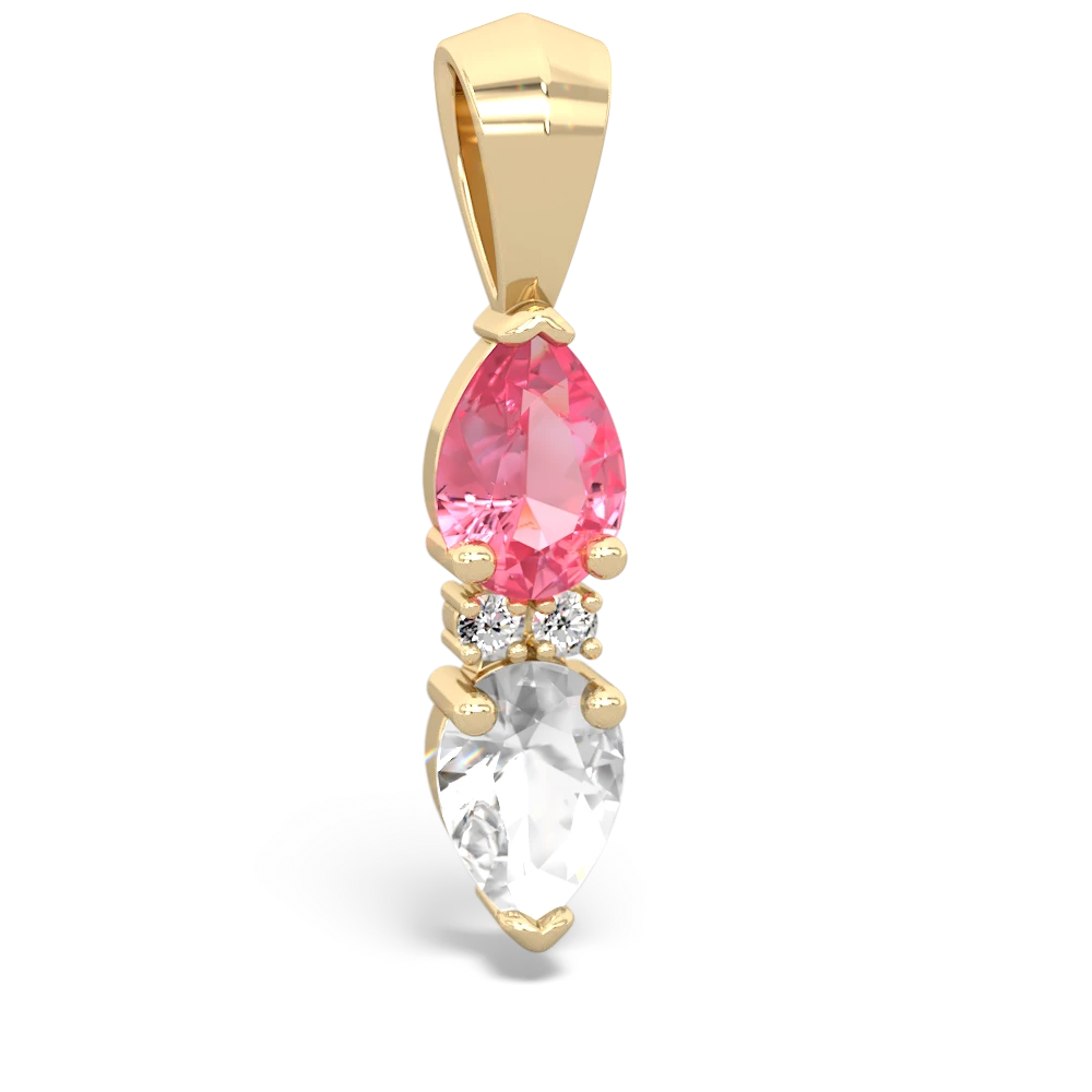 Lab Pink Sapphire Bowtie Drop 14K Yellow Gold pendant P0865