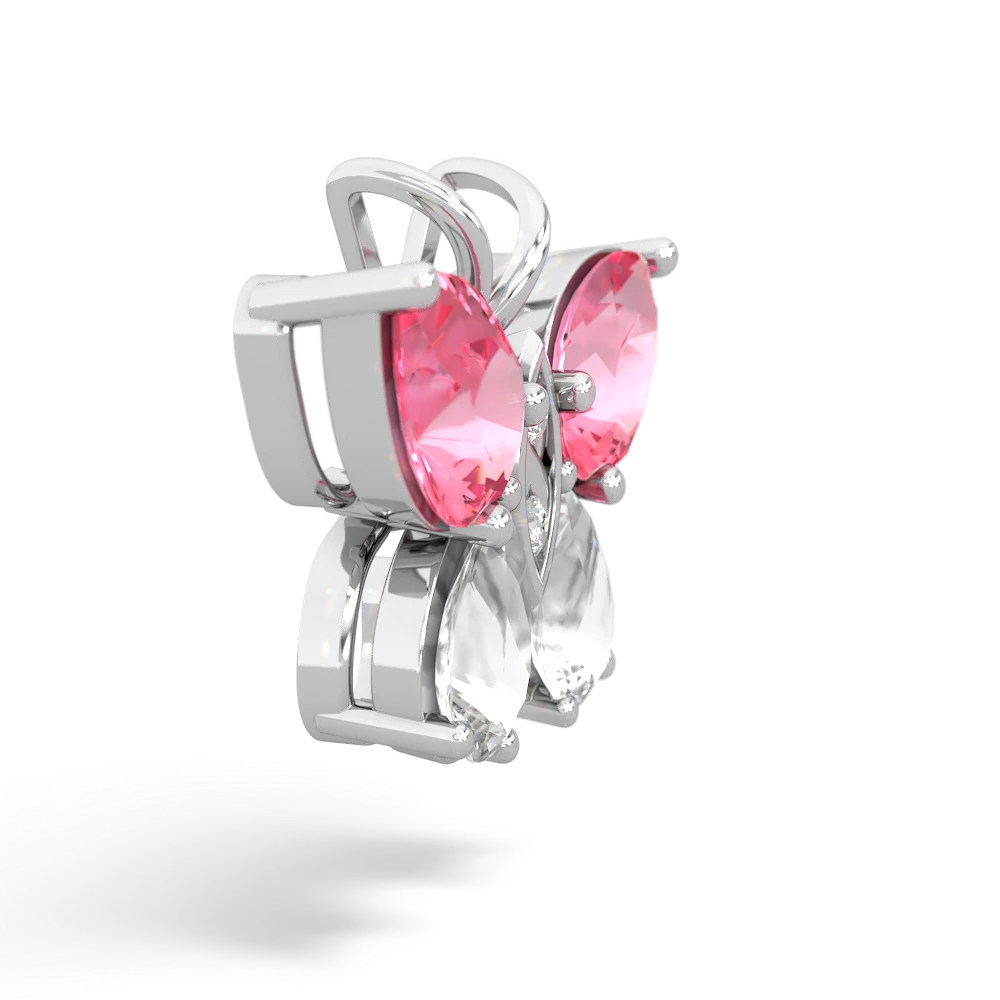 Lab Pink Sapphire Butterfly 14K White Gold pendant P2215