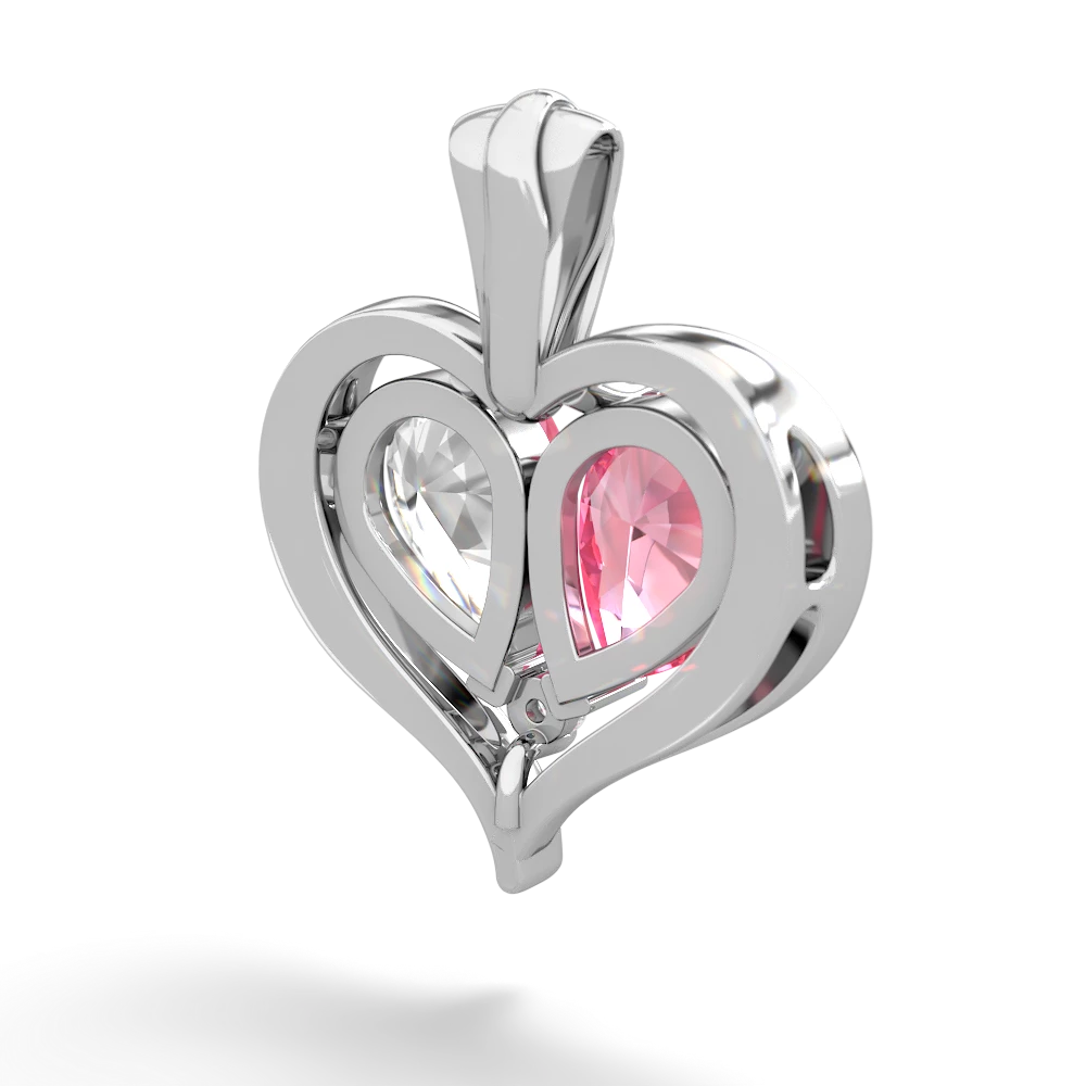 Lab Pink Sapphire Two Become One 14K White Gold pendant P5330