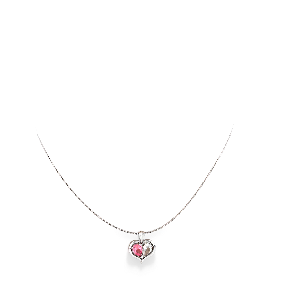 Lab Pink Sapphire Two Become One 14K White Gold pendant P5330