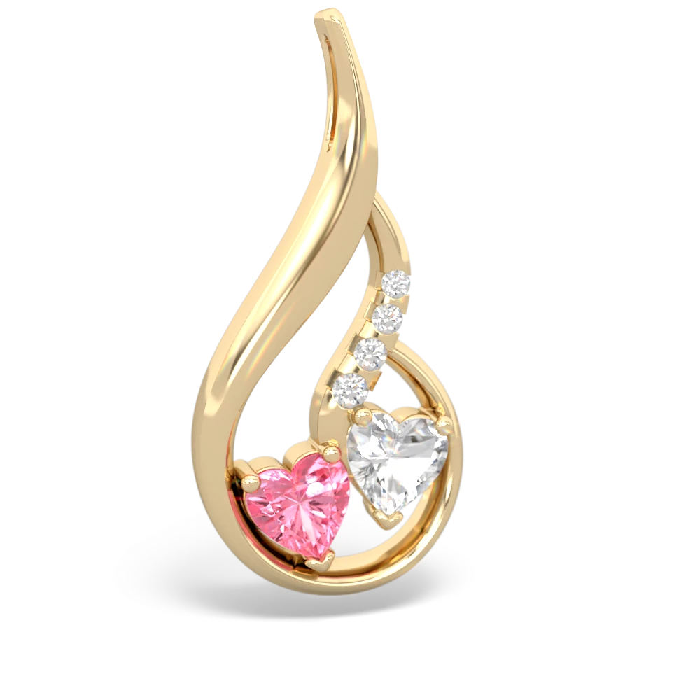 Lab Pink Sapphire Keepsake Curves 14K Yellow Gold pendant P5450