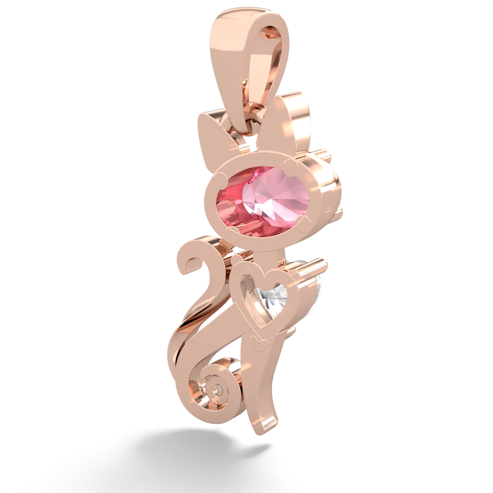 Lab Pink Sapphire Kitten 14K Rose Gold pendant P5780