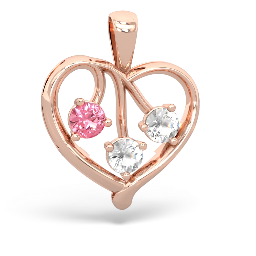 Lab Pink Sapphire Glowing Heart 14K Rose Gold pendant P2233