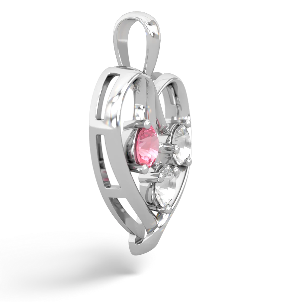 Lab Pink Sapphire Glowing Heart 14K White Gold pendant P2233