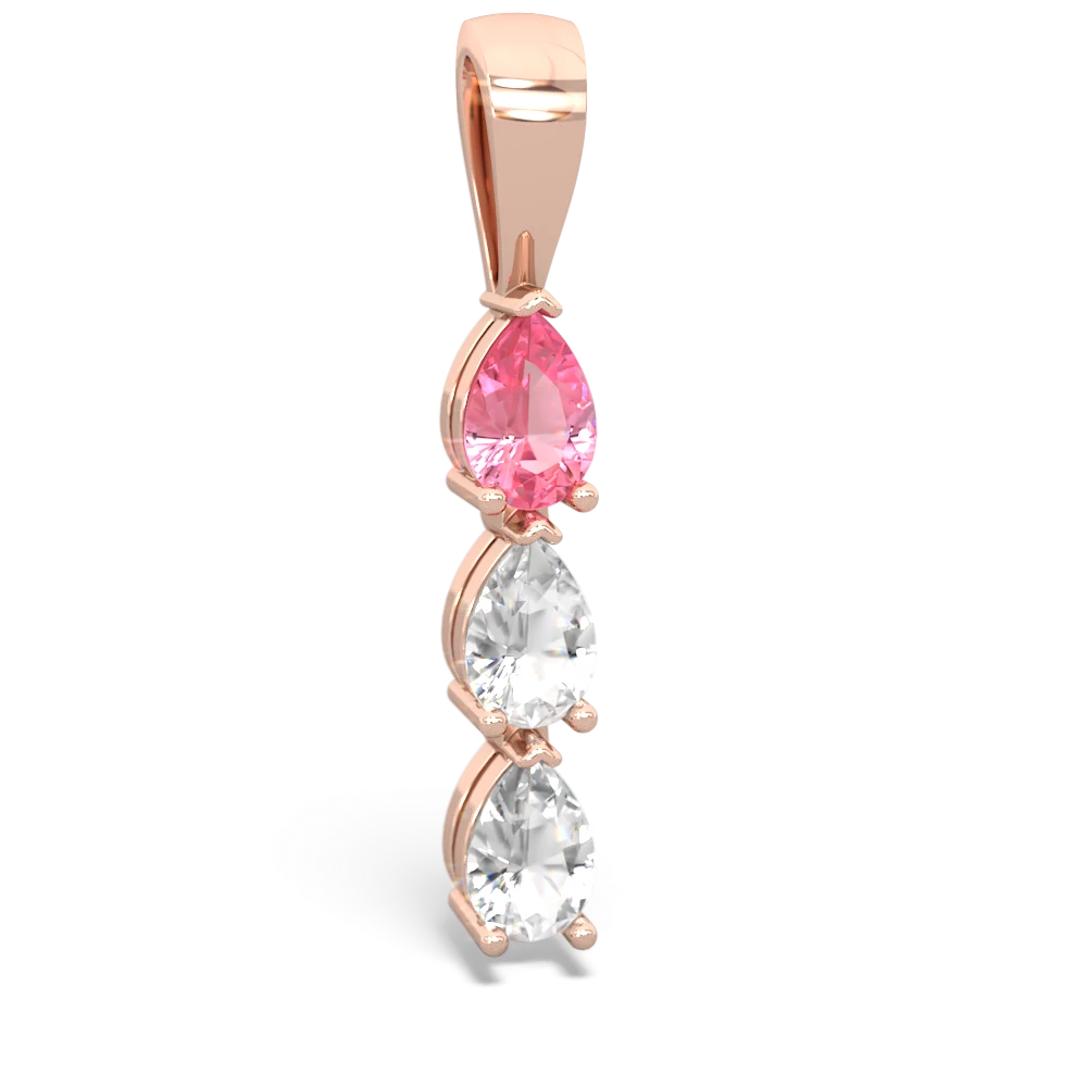 Lab Pink Sapphire Dew Drops 14K Rose Gold pendant P2251
