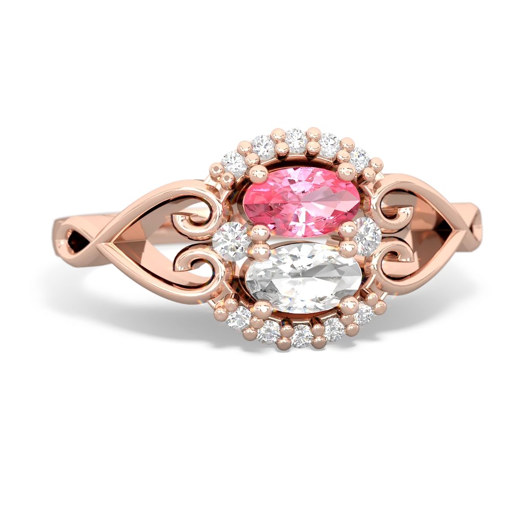 Lab Pink Sapphire Love Nest 14K Rose Gold ring R5860