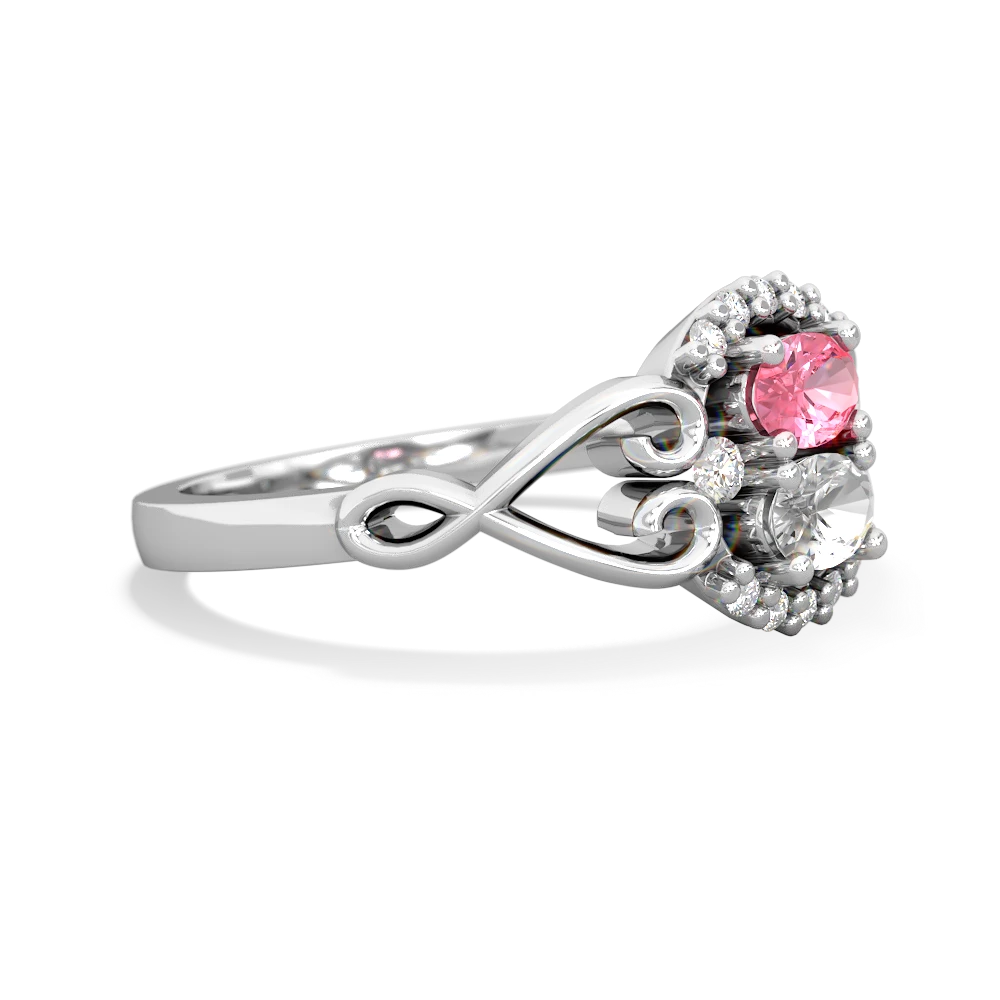 Lab Pink Sapphire Love Nest 14K White Gold ring R5860