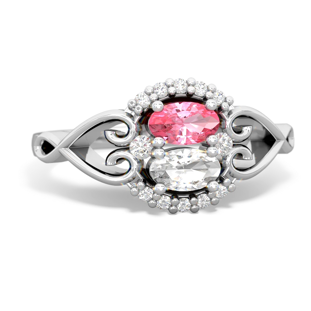 Lab Pink Sapphire Love Nest 14K White Gold ring R5860