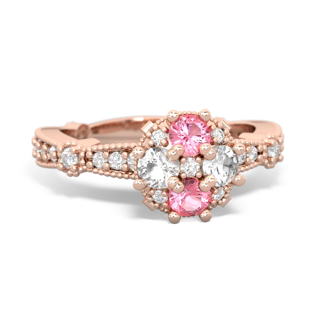 Lab Pink Sapphire Sparkling Tiara Cluster 14K Rose Gold ring R26293RD