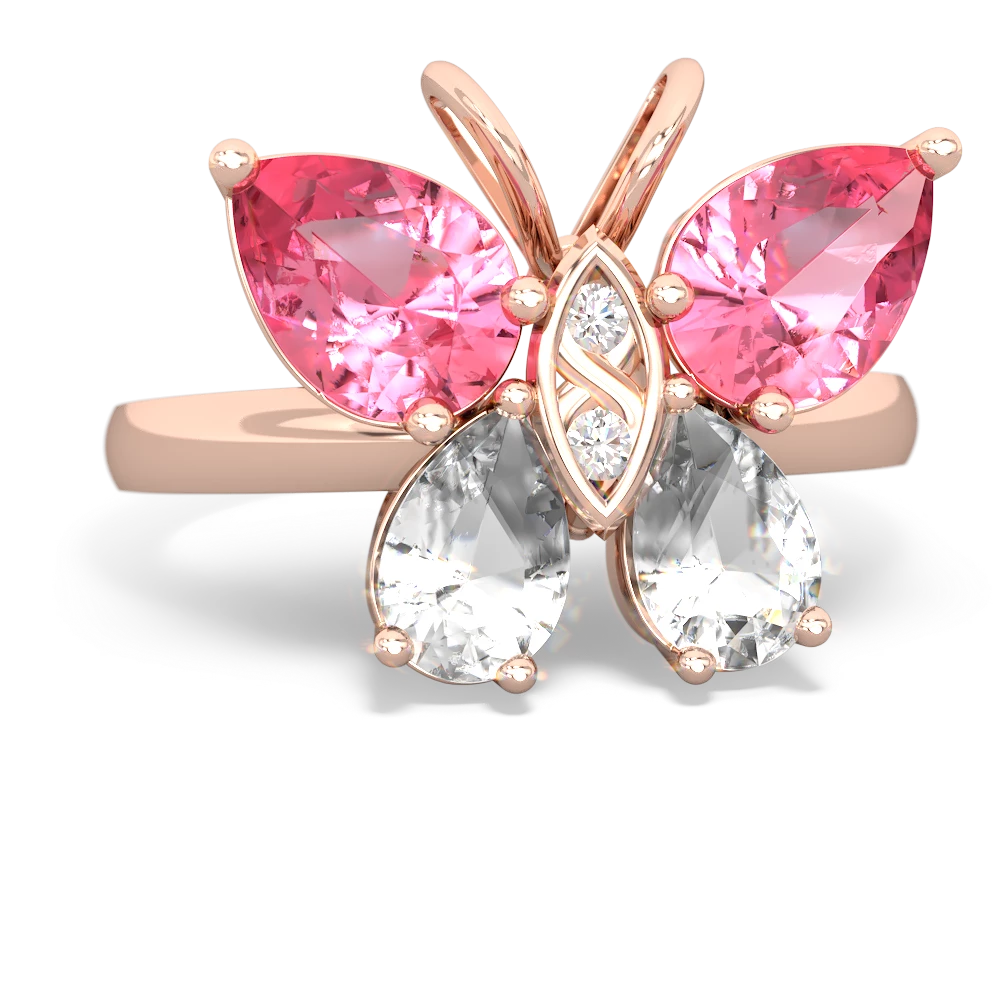 Lab Pink Sapphire Butterfly 14K Rose Gold ring R2215