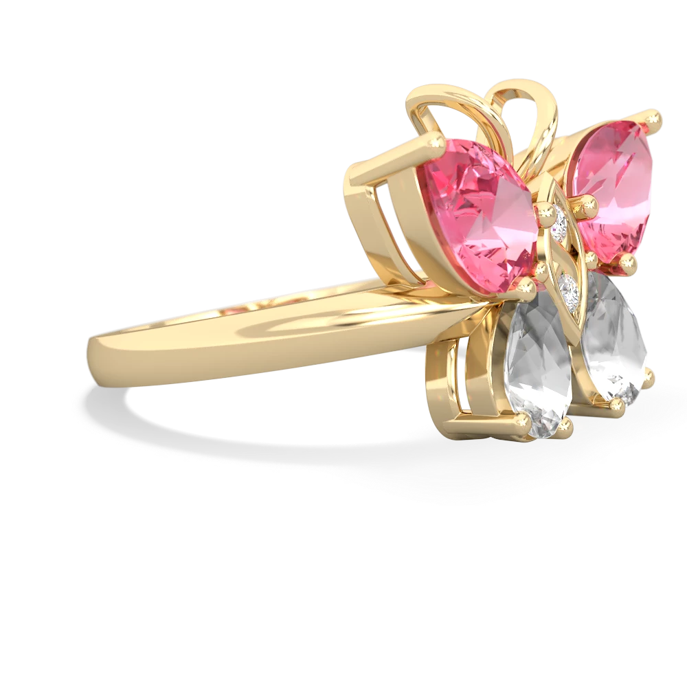 Lab Pink Sapphire Butterfly 14K Yellow Gold ring R2215