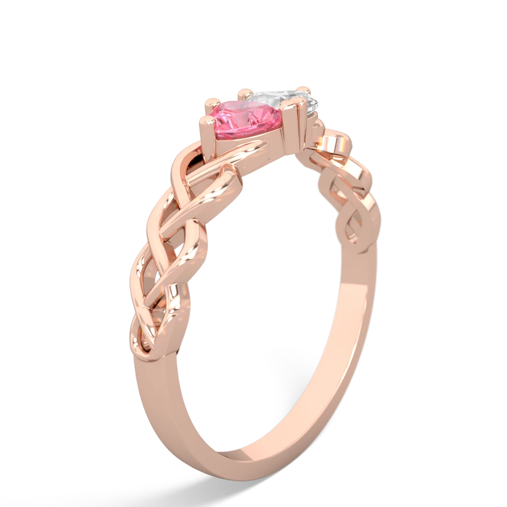 Lab Pink Sapphire Heart To Heart Braid 14K Rose Gold ring R5870