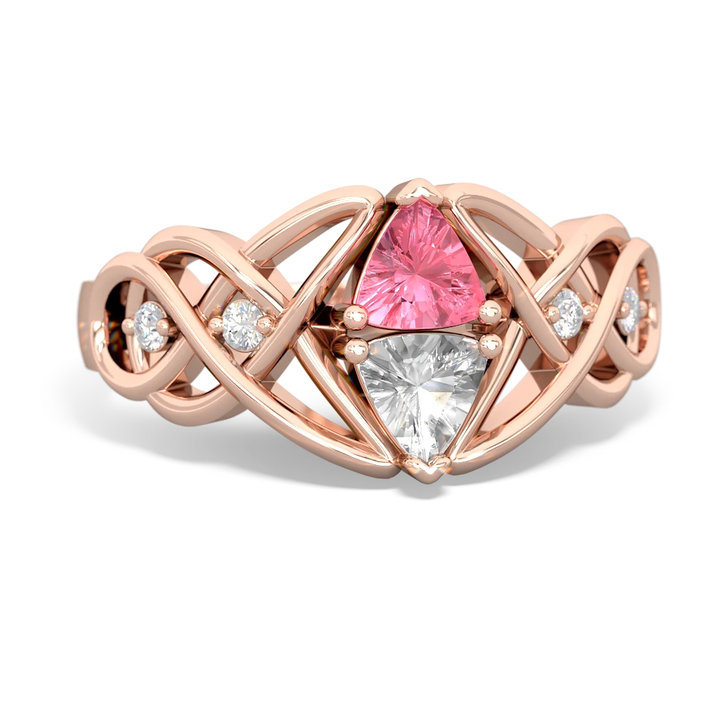 Lab Pink Sapphire Keepsake Celtic Knot 14K Rose Gold ring R5300