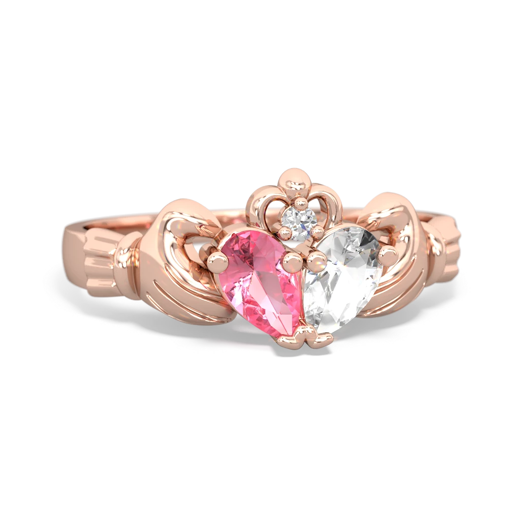 Lab Pink Sapphire 'Our Heart' Claddagh 14K Rose Gold ring R2388