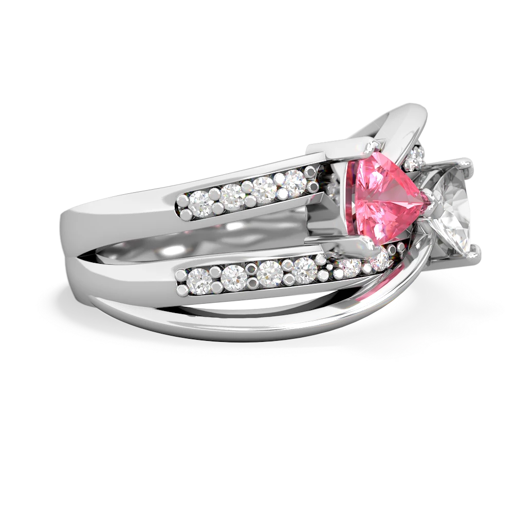 Lab Pink Sapphire Bowtie 14K White Gold ring R2360