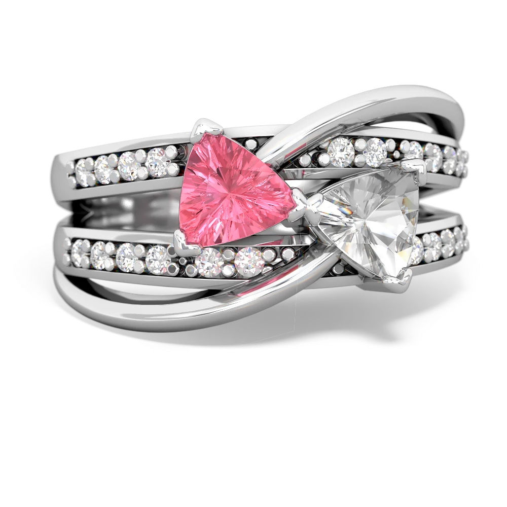 Lab Pink Sapphire Bowtie 14K White Gold ring R2360