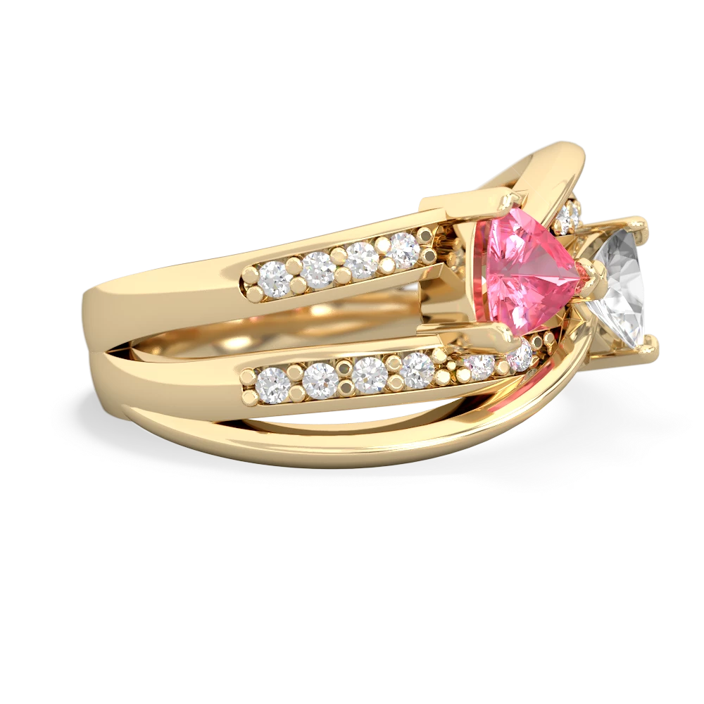 Lab Pink Sapphire Bowtie 14K Yellow Gold ring R2360