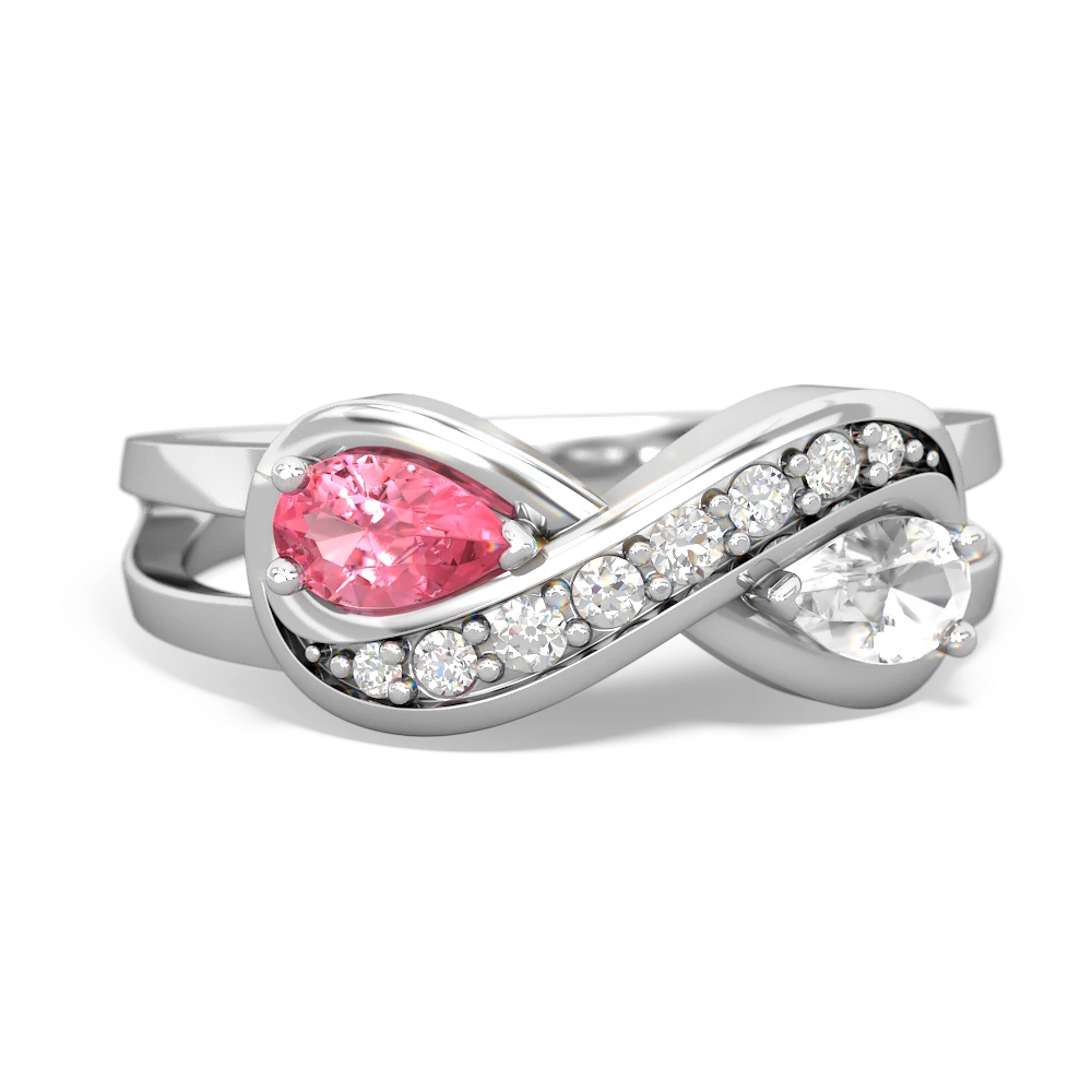 Lab Pink Sapphire Diamond Infinity 14K White Gold ring R5390