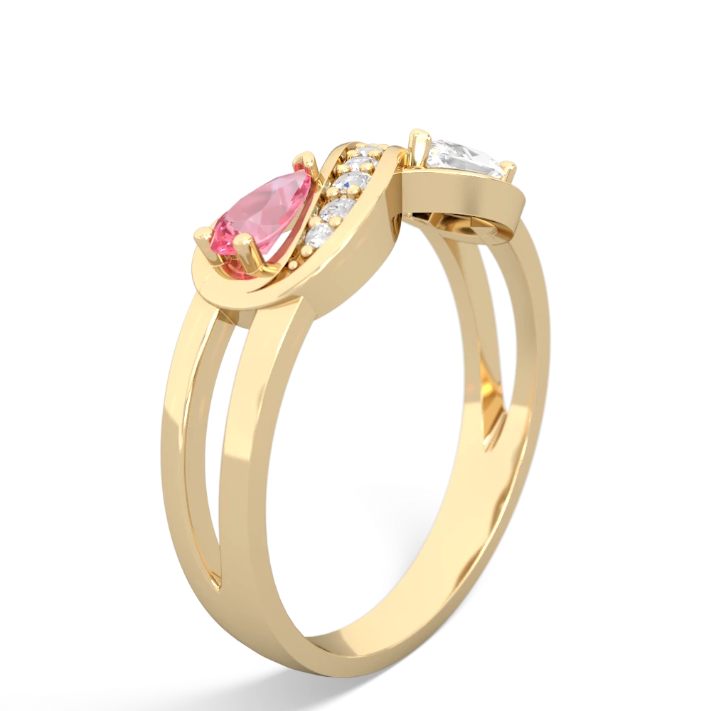 Lab Pink Sapphire Diamond Infinity 14K Yellow Gold ring R5390