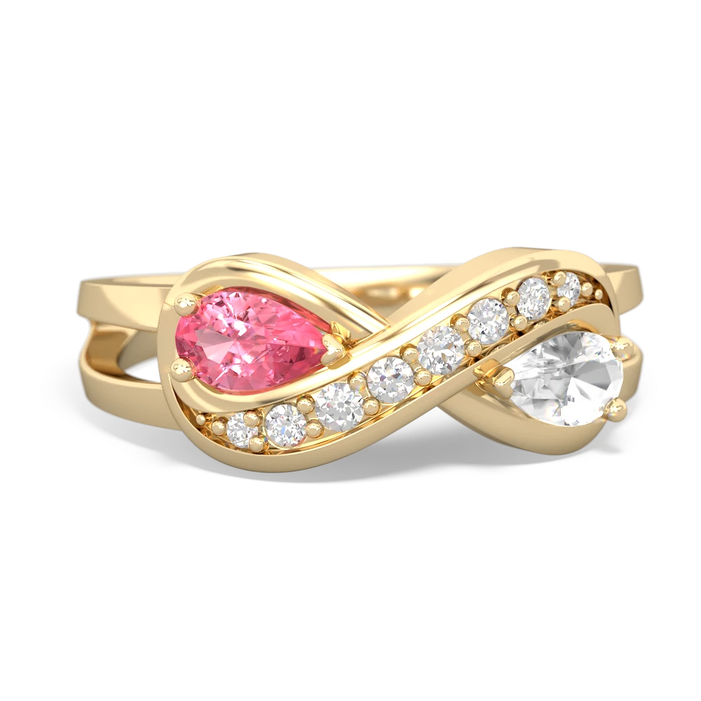 Lab Pink Sapphire Diamond Infinity 14K Yellow Gold ring R5390