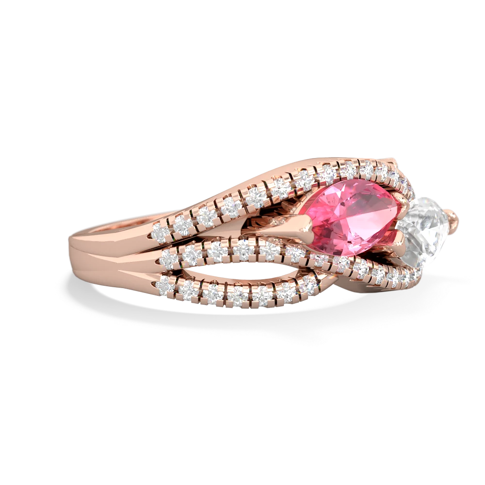 Lab Pink Sapphire Diamond Rivers 14K Rose Gold ring R3070