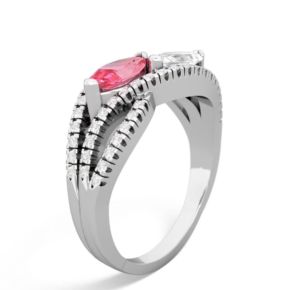 Lab Pink Sapphire Diamond Rivers 14K White Gold ring R3070