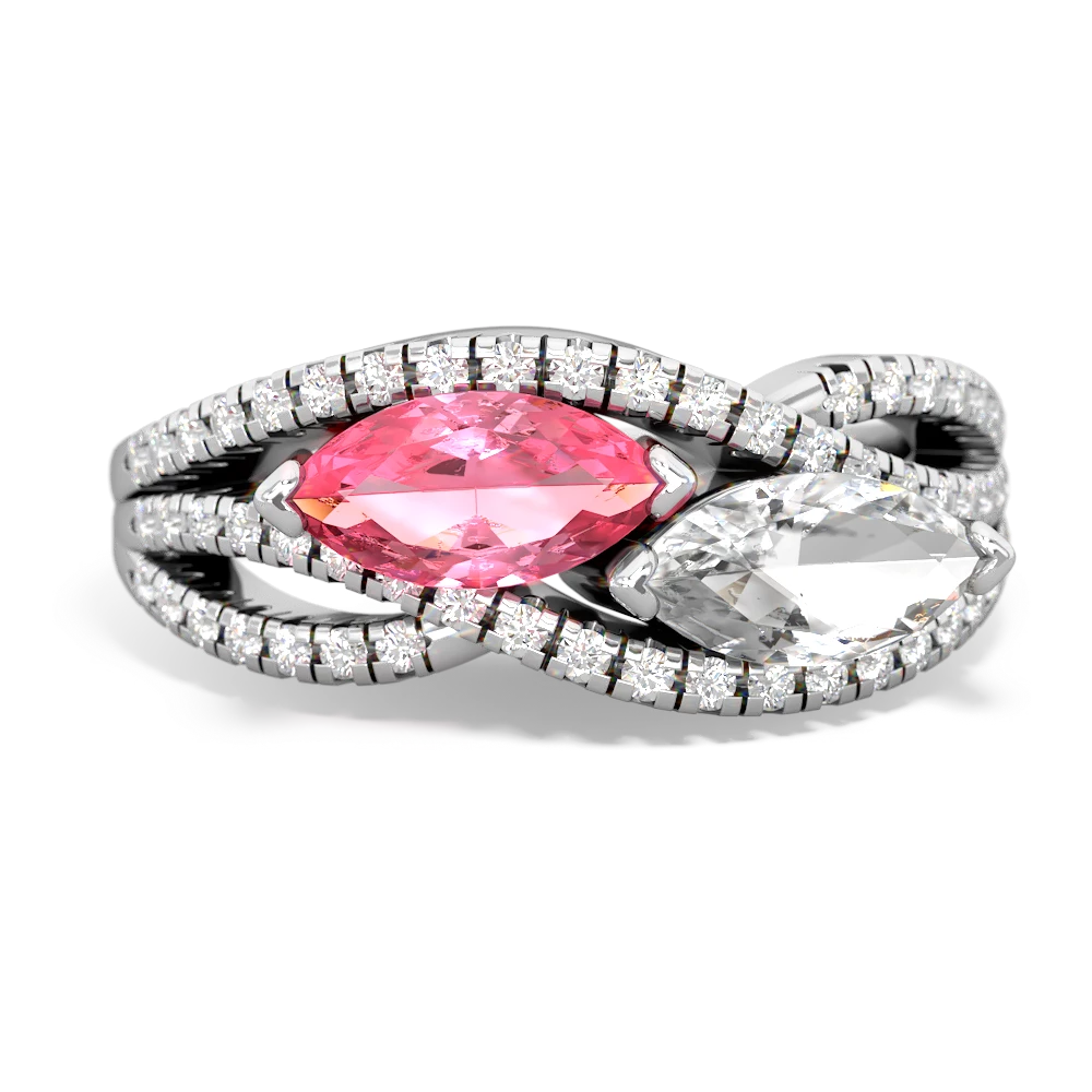 Lab Pink Sapphire Diamond Rivers 14K White Gold ring R3070