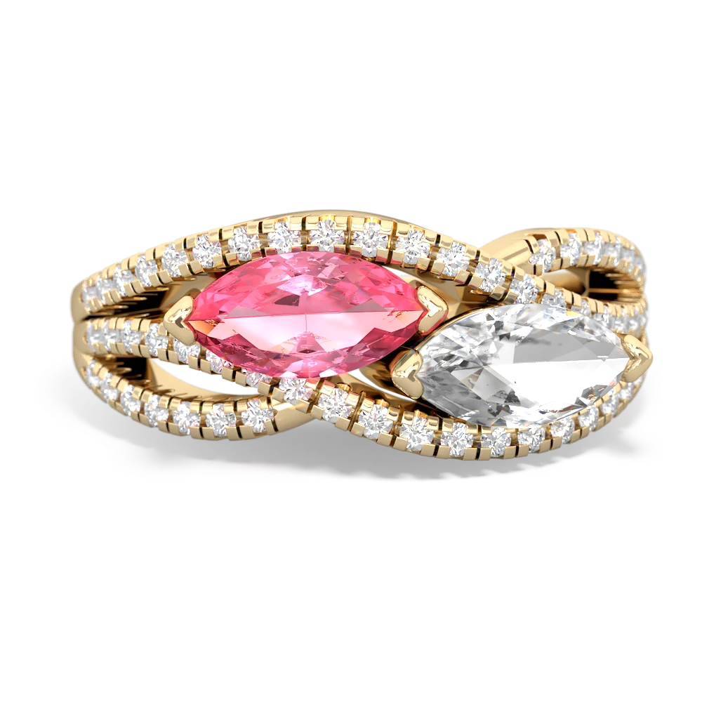 Lab Pink Sapphire Diamond Rivers 14K Yellow Gold ring R3070
