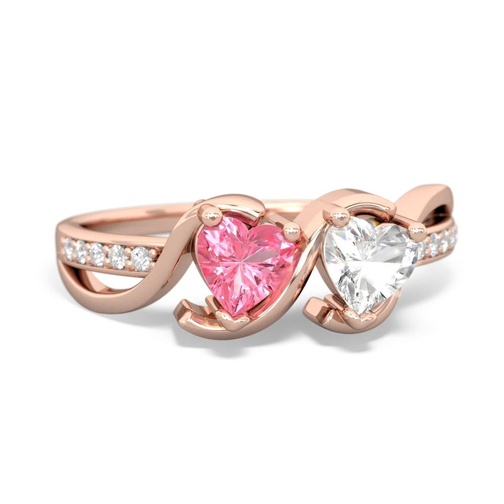 Lab Pink Sapphire Side By Side 14K Rose Gold ring R3090