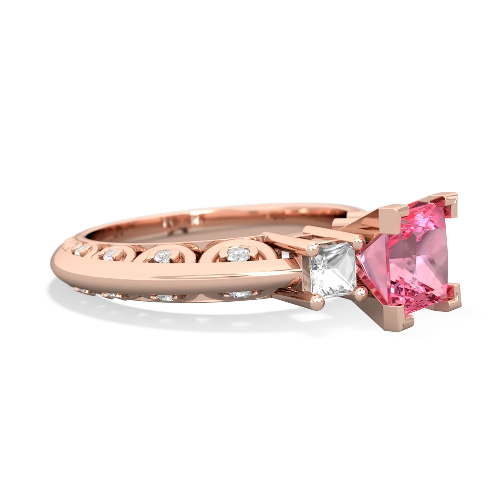 Lab Pink Sapphire Eternal Embrace Engagement 14K Rose Gold ring C2001