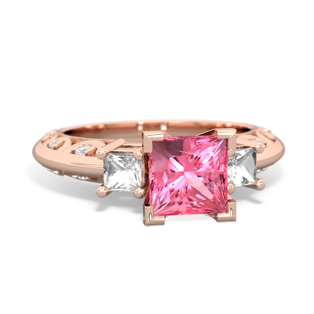 Lab Pink Sapphire Eternal Embrace Engagement 14K Rose Gold ring C2001