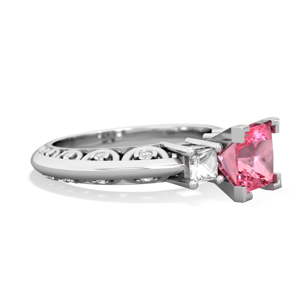 Lab Pink Sapphire Eternal Embrace Engagement 14K White Gold ring C2001