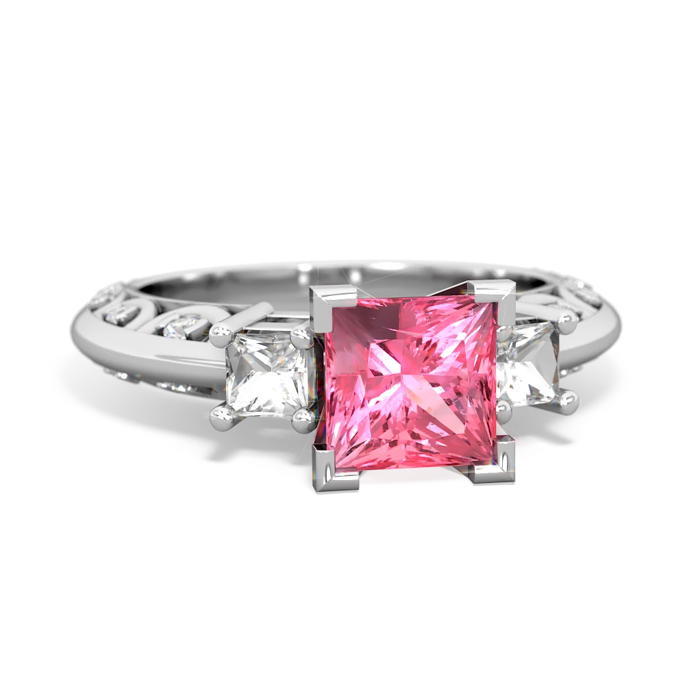 Lab Pink Sapphire Eternal Embrace Engagement 14K White Gold ring C2001