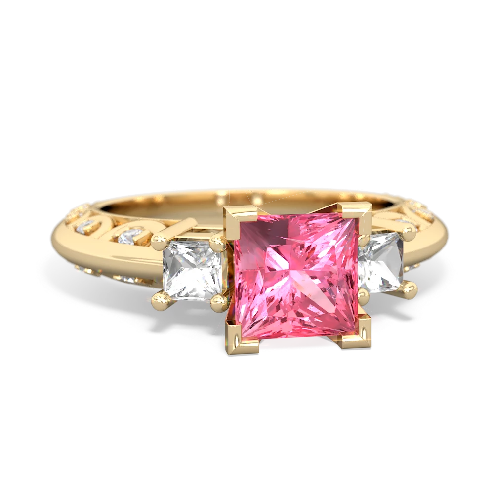 Lab Pink Sapphire Eternal Embrace Engagement 14K Yellow Gold ring C2001