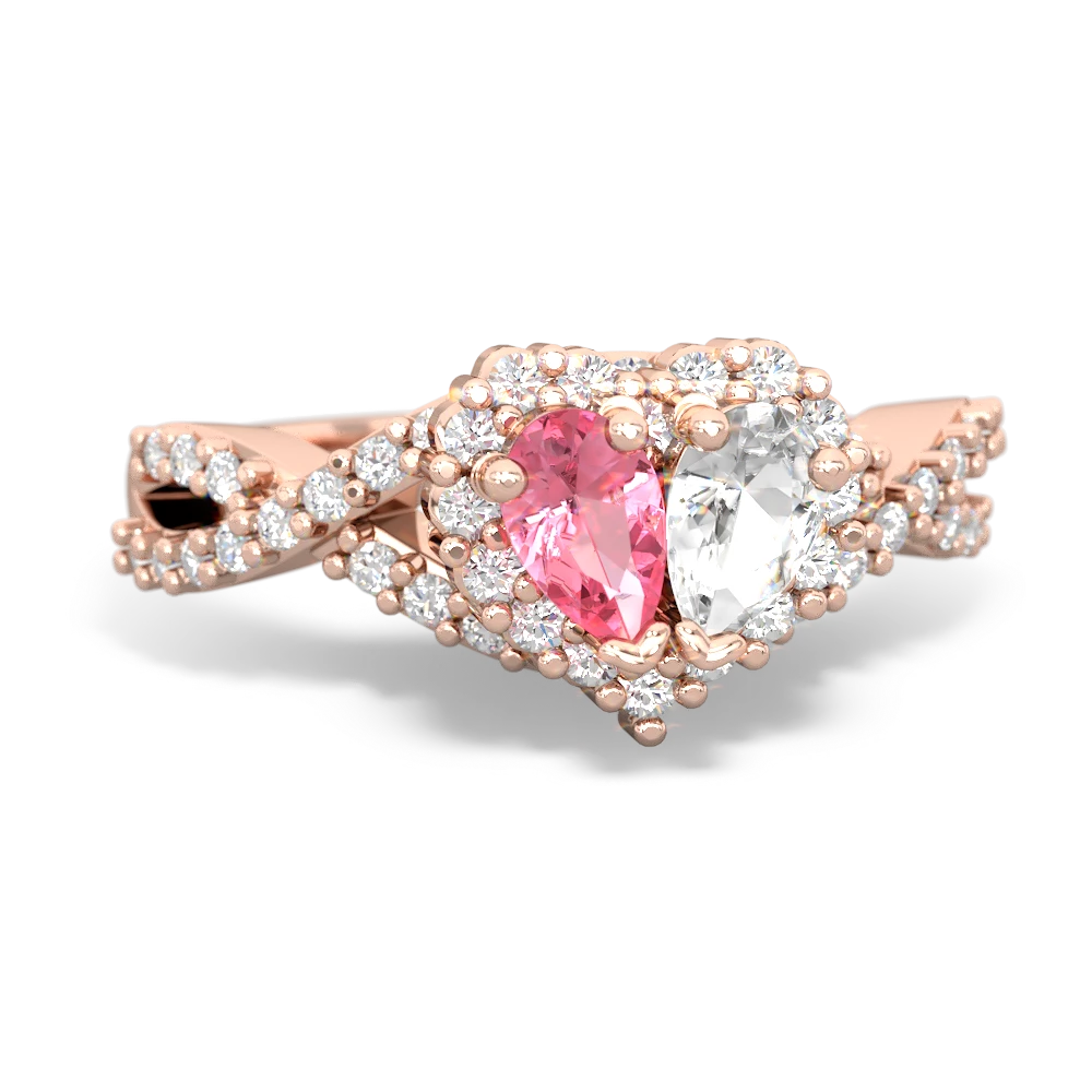 Lab Pink Sapphire Diamond Twist 'One Heart' 14K Rose Gold ring R2640HRT