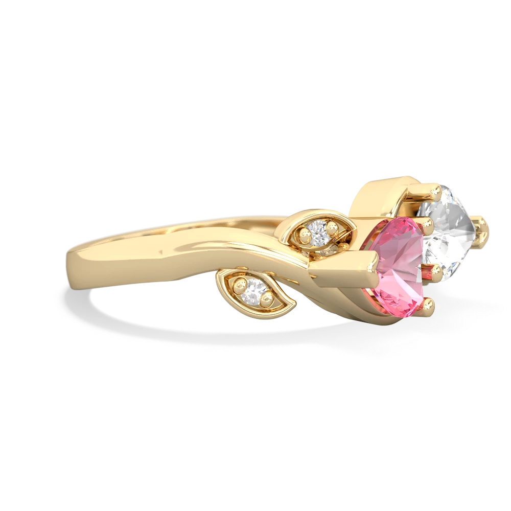 Lab Pink Sapphire Floral Elegance 14K Yellow Gold ring R5790