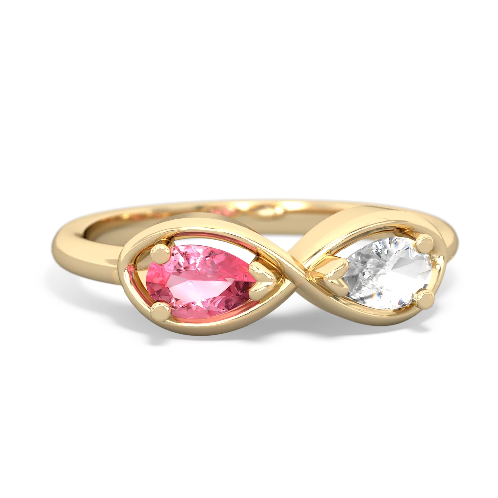 Lab Pink Sapphire Infinity 14K Yellow Gold ring R5050