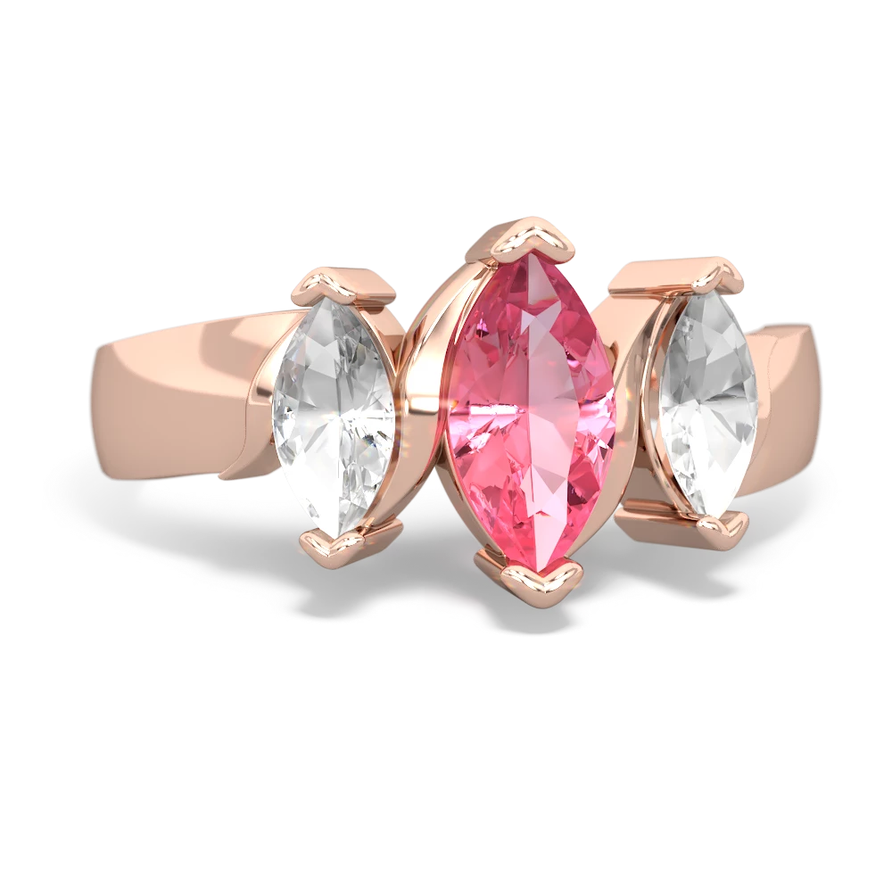 Lab Pink Sapphire Three Peeks 14K Rose Gold ring R2433