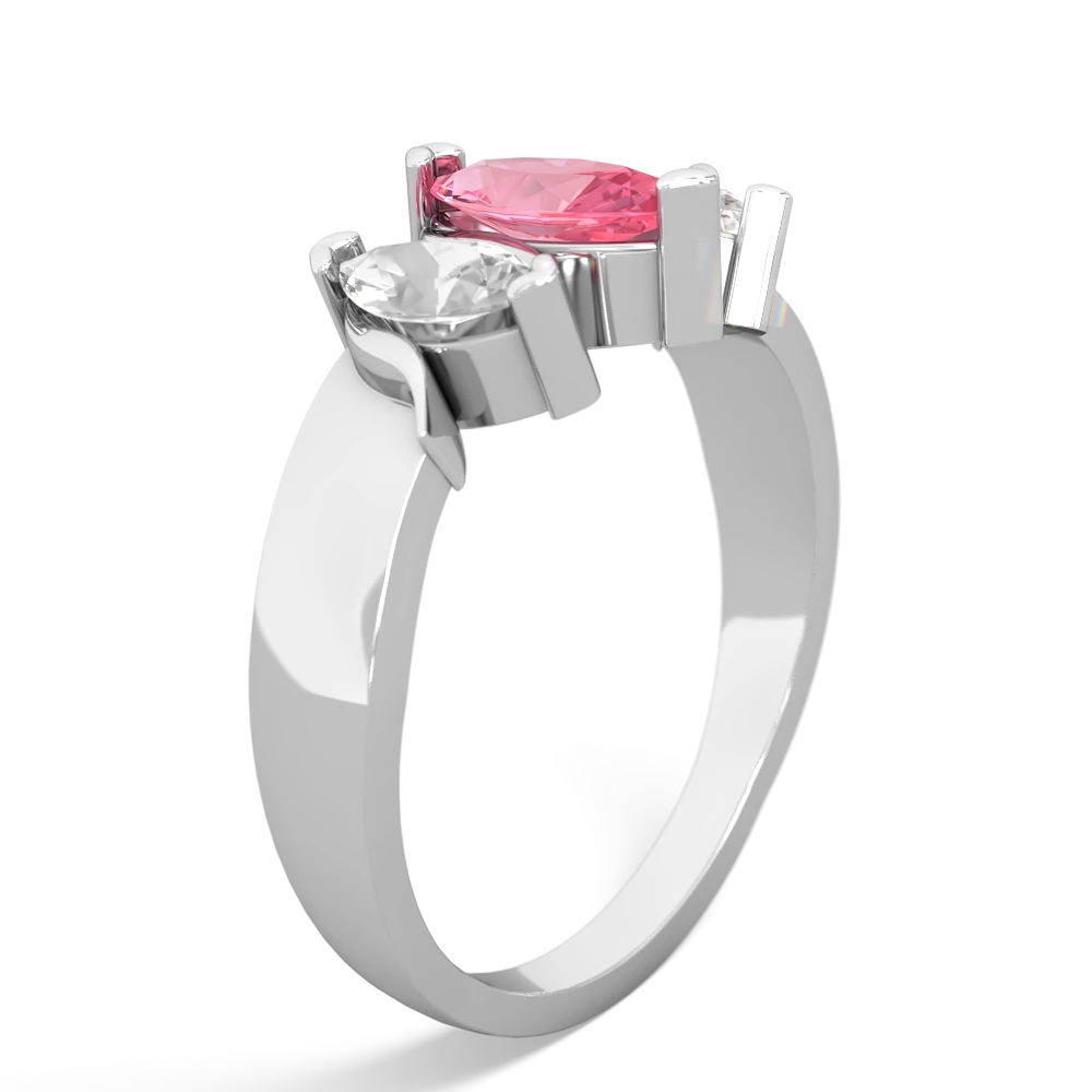 Lab Pink Sapphire Three Peeks 14K White Gold ring R2433