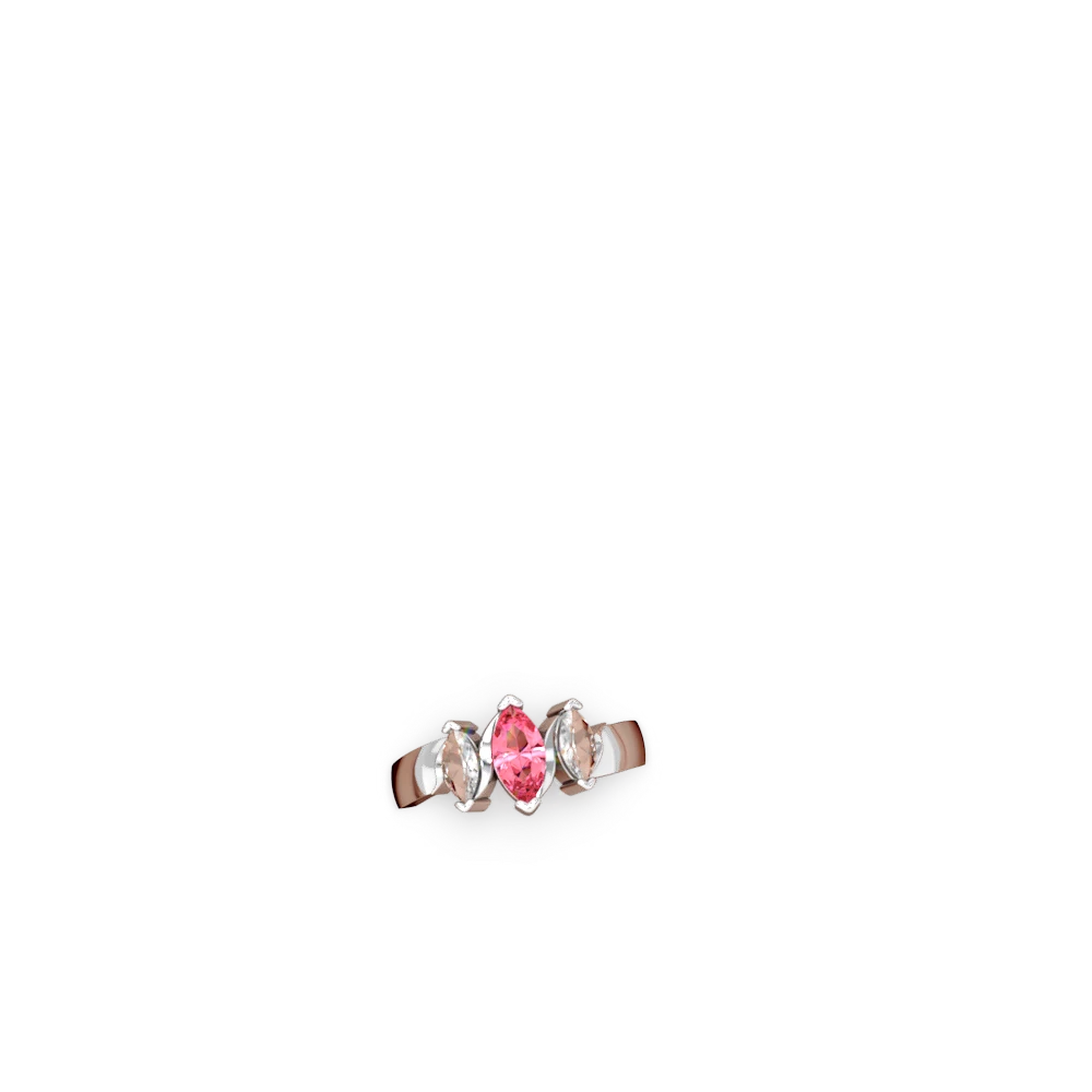 Lab Pink Sapphire Three Peeks 14K White Gold ring R2433