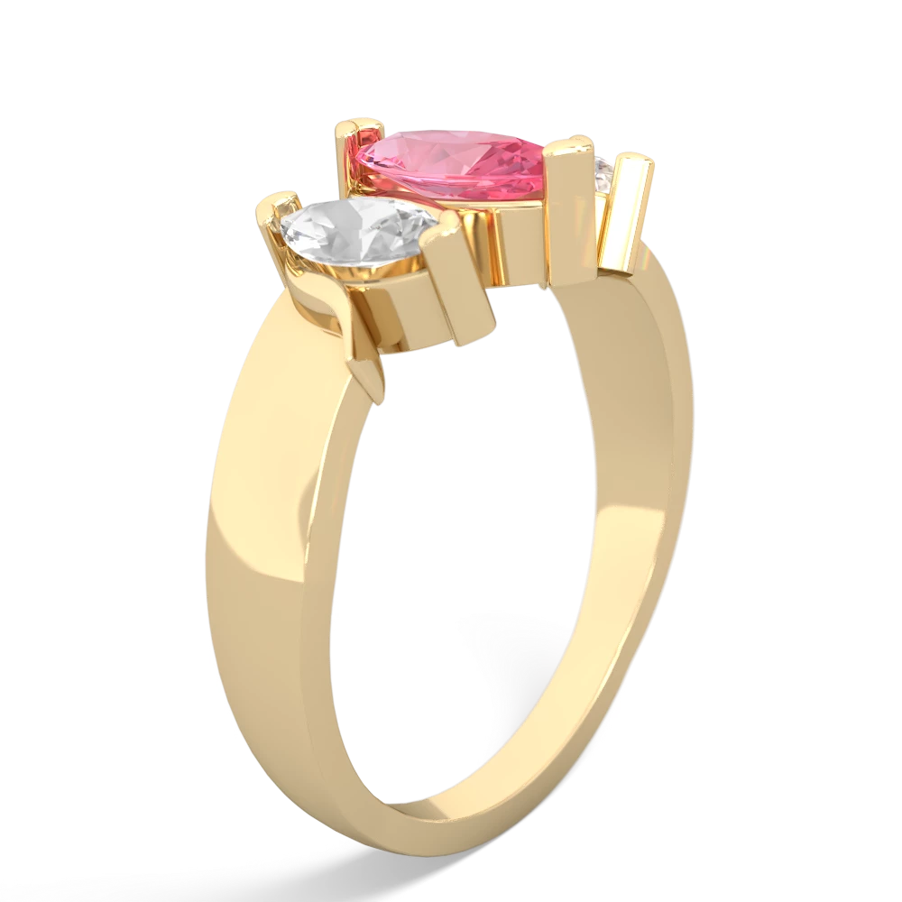 Lab Pink Sapphire Three Peeks 14K Yellow Gold ring R2433