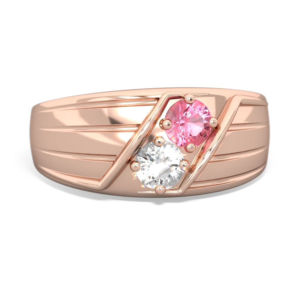 Lab Pink Sapphire Men's Streamline 14K Rose Gold ring R0460