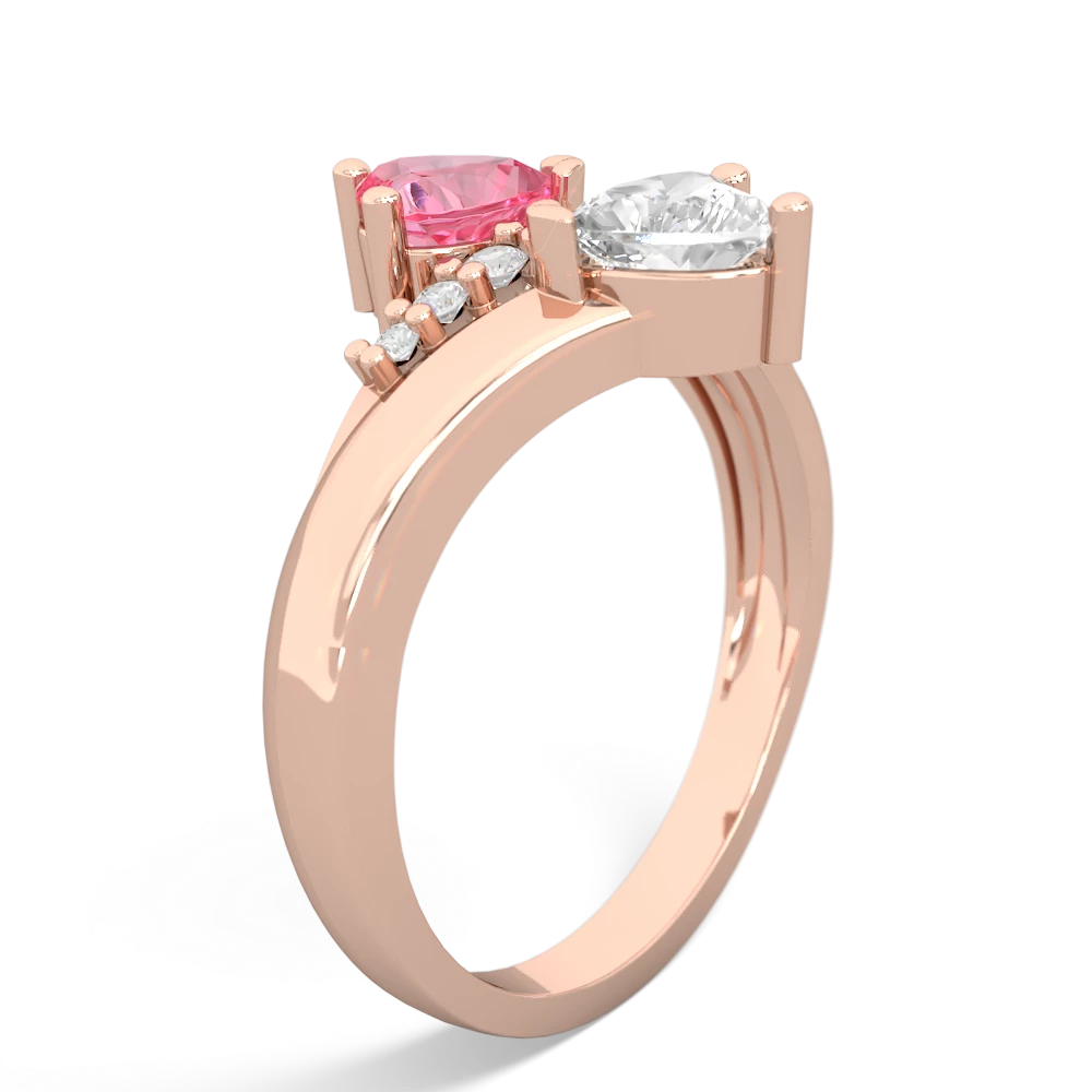 Lab Pink Sapphire Heart To Heart 14K Rose Gold ring R2064