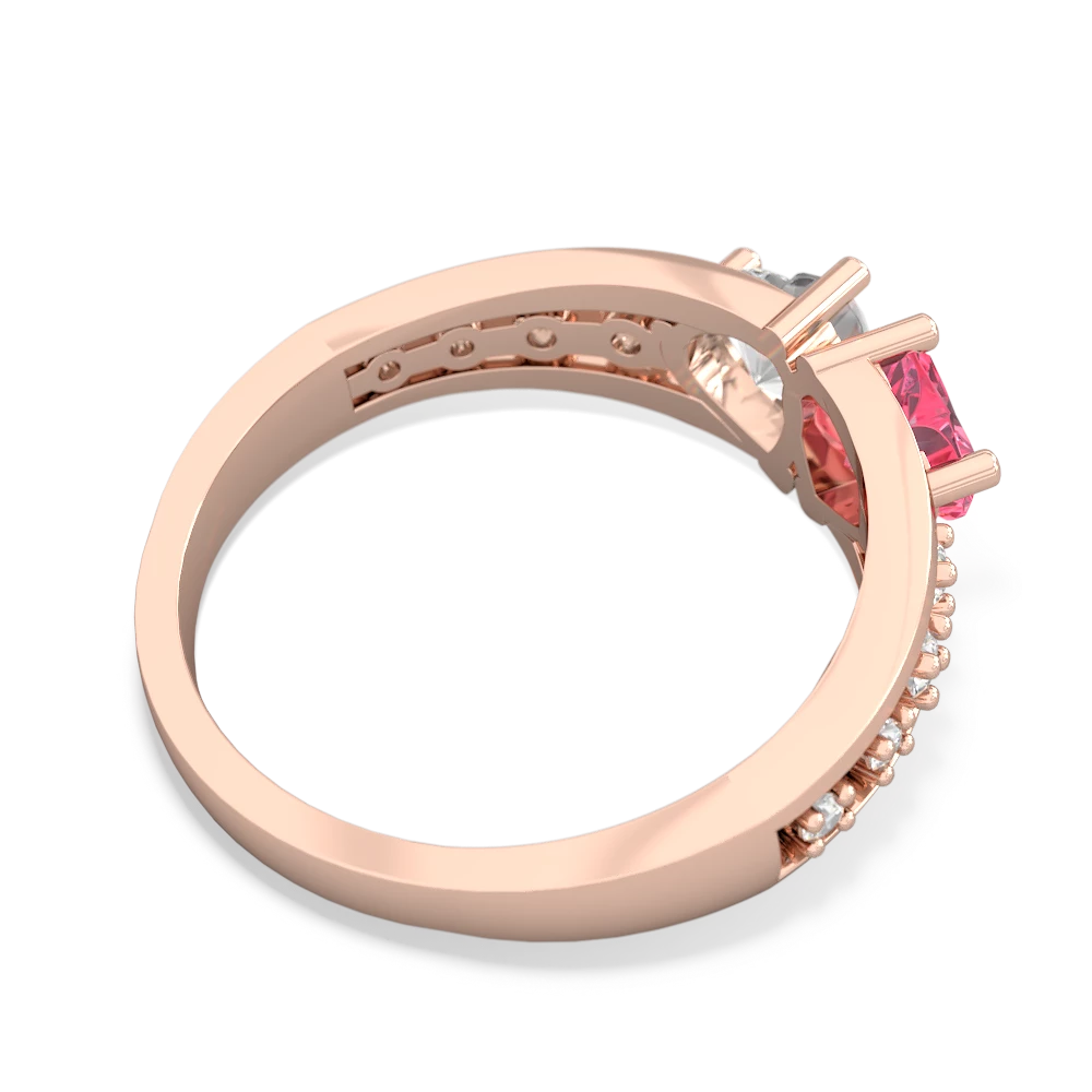 Lab Pink Sapphire Heart To Heart 14K Rose Gold ring R3342