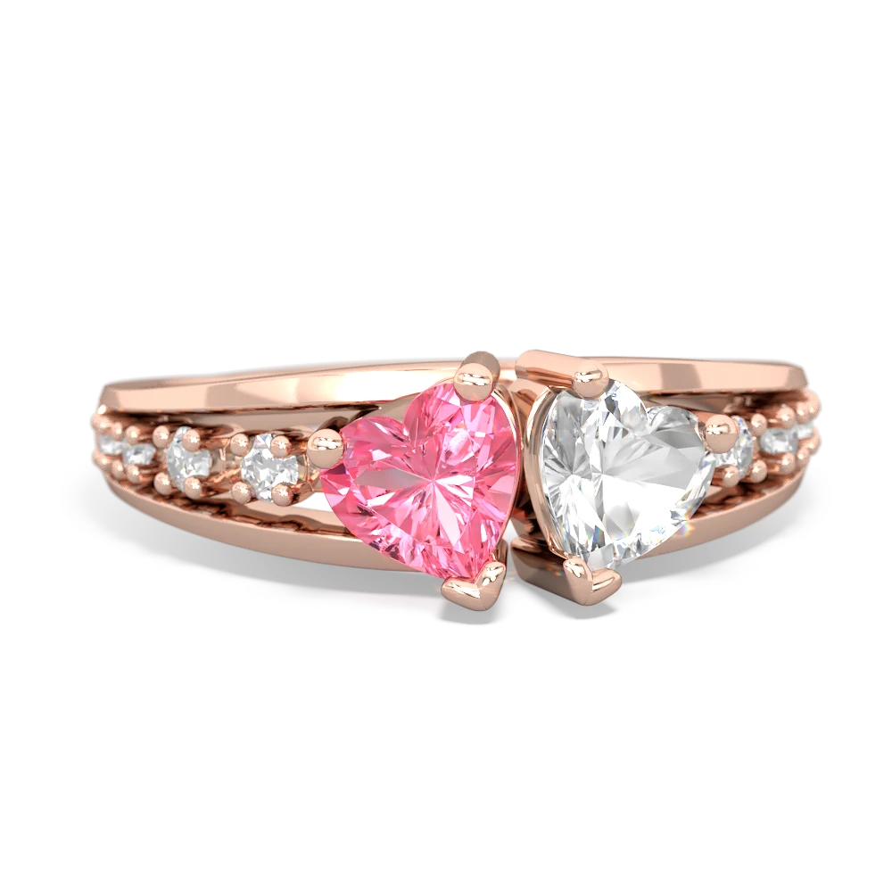 Lab Pink Sapphire Heart To Heart 14K Rose Gold ring R3342