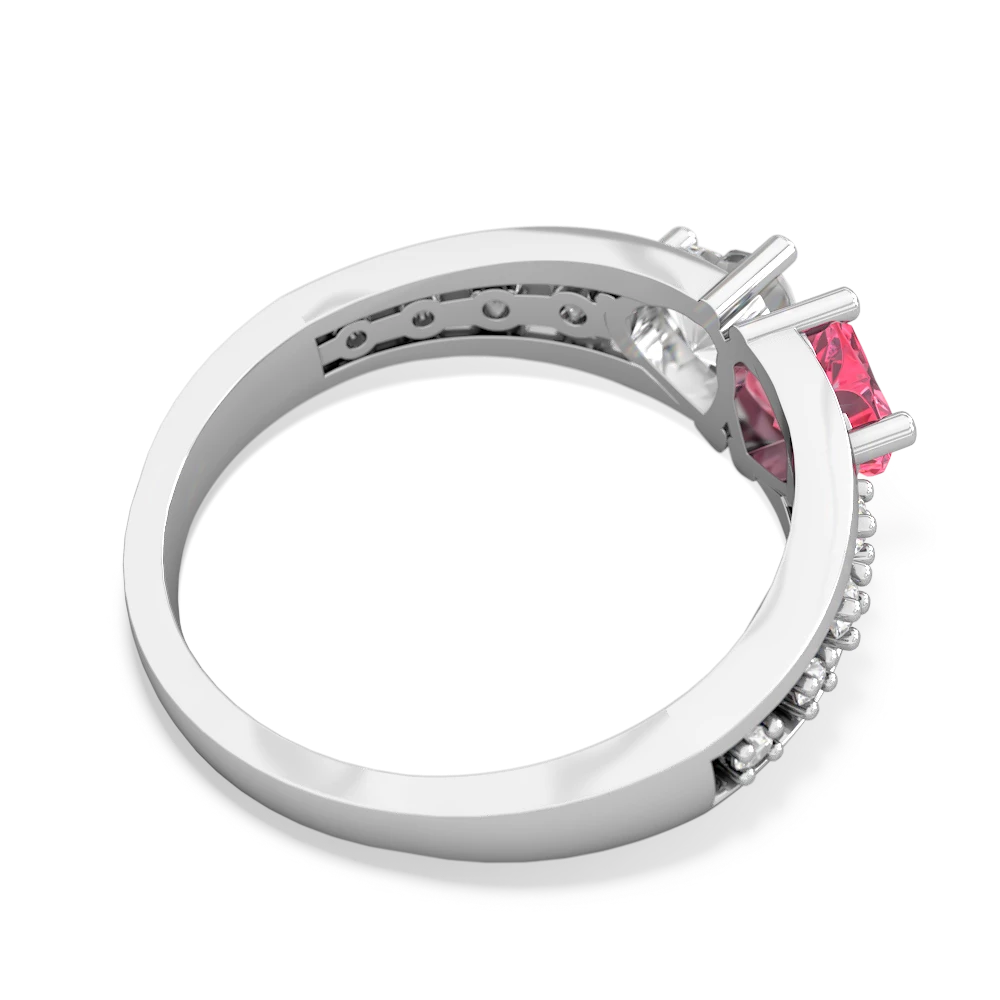 Lab Pink Sapphire Heart To Heart 14K White Gold ring R3342