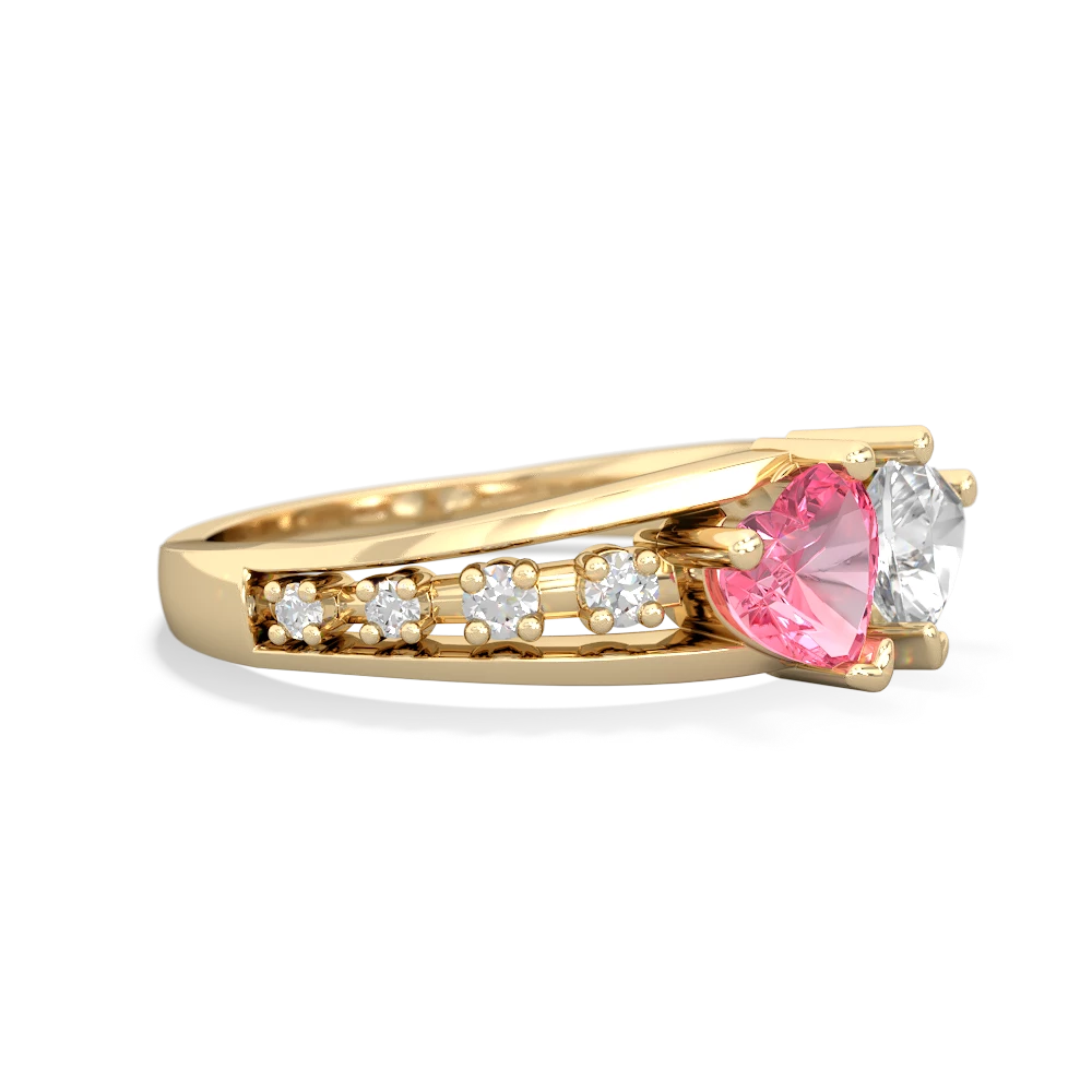 Lab Pink Sapphire Heart To Heart 14K Yellow Gold ring R3342