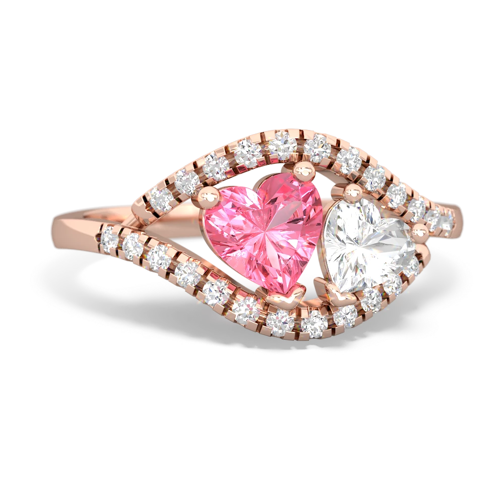 Lab Pink Sapphire Mother And Child 14K Rose Gold ring R3010