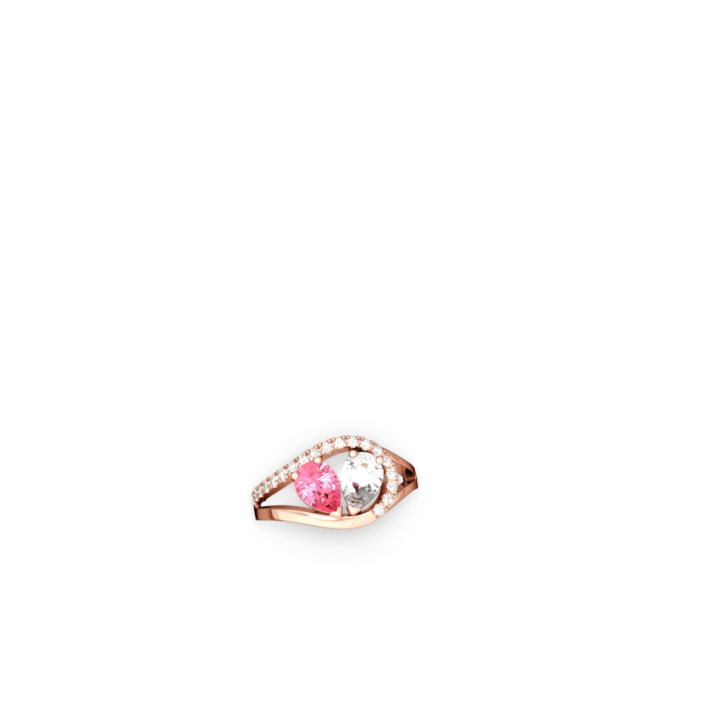 Lab Pink Sapphire Nestled Heart Keepsake 14K Rose Gold ring R5650